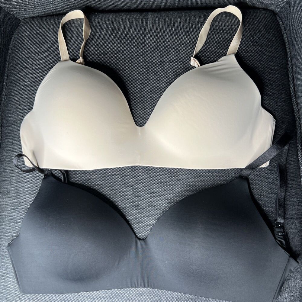 Victoria's Secret Lot Of 2 Lightly Lined T-Shirt Bra Womens 34DDD Nude Black